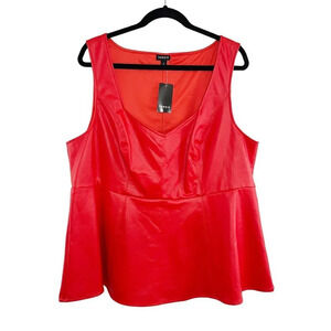 Torrid Red Faux Leather Peplum Sleeveless Tank Top Women's Plus Size 2X NEW